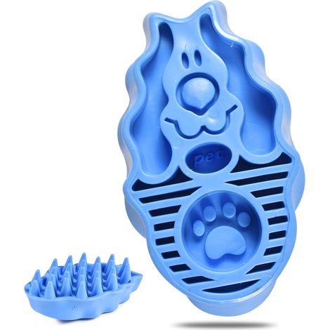 Brosse de bain bleue pour animaux, brosse en caoutchouc pour poils courts, brosse de bain pour chiens et chats, brosse de nettoyage du pelage, élimine les poils morts, Di-AquaForge (1/5)