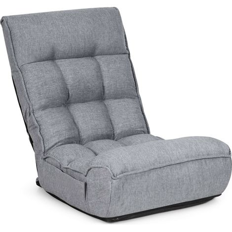 Fauteuil de sol pliable gris avec 4 positions réglables et un design ergonomique, entièrement pliable pour salon, chambre et lecture (1/5)