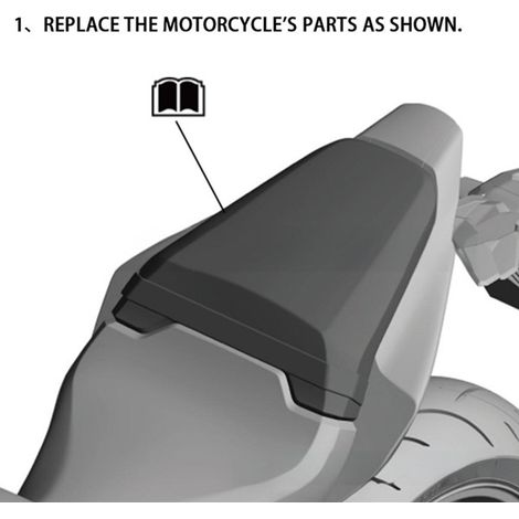 Modified rear cover with hump for single seat, suitable for 2024 Honda CBR650R models. (1/4)