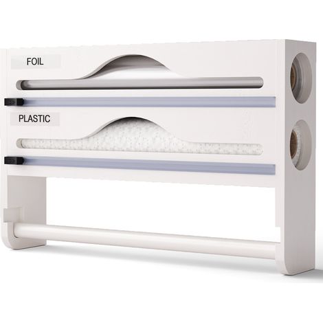 Distributeur de papier aluminium avec coupe-papier, deux compartiments, blanc (1/2)
