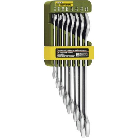 Proxxon – Jeu de clés plates doubles 8 pièces – Acier chrome-vanadium nickelé – Têtes polies 6-22 mm – Support mural inclus (1/4)