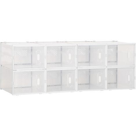 Armoire à chaussures modulable 8 cubes plastique PP blanc 28x36x21 cm (1/5)