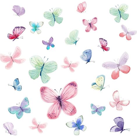 Sticker Murale Papillon - Décoration Mural Enfant - Pour Chambre Bébé Chambre Enfant Salon Salle De Jeux - 26 Pièces - 63 x 43 cm (1/5)