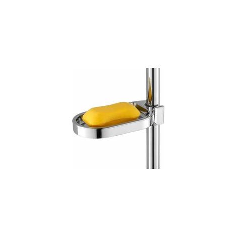Porte-savon pour tige de douche réglable, chromé, coulissant –