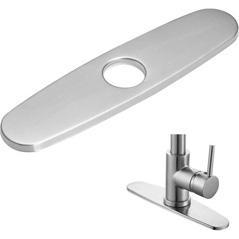 Abdeckplatte für Armatur, 10 Zoll (25,4 cm) große Rosette aus gebürstetem Nickel, Abdeckplatte für Edelstahl-Armaturensockelbohrungen für 1- oder 3-Loch-Waschbecken im Badezimmer.