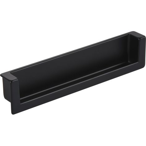 Muschelgriff Syrakus LA 128 Einlassgriff mit Einlassmaß 134x26,2mm, Zinkdruckguss schwarz matt