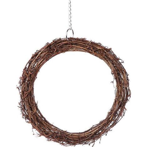Jouet oiseau déchiqueté à mâcher, anneau en rotin suspendu pour cage, jouet dentaire perles bois XL, griffes bec, occupation perroquet.