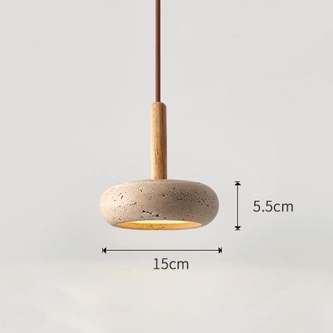 Lampe à Suspension en travertin Wabi-Sabi Solide et Durable pour allée de café du Milieu du siècle, Abat-Jour en Pierre Naturelle, Mini Lampe à Suspension pour Salle à Manger, îlot de Cuisine (1/5)