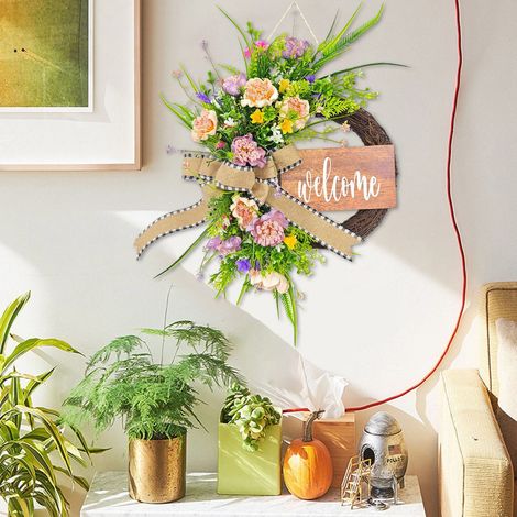 Guirlande Florale Artificielle - 43 cm - Pour Porte Intérieure Extérieure - Décoration Printemps Accueil - 1 Pièce (1/5)