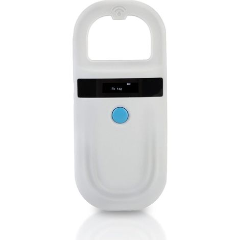 Lecteur d'identification d'animaux 134,2 kHz, lecteur de puces d'identification portable pour animaux de compagnie, chargement USB, buzzer intégré, blanc