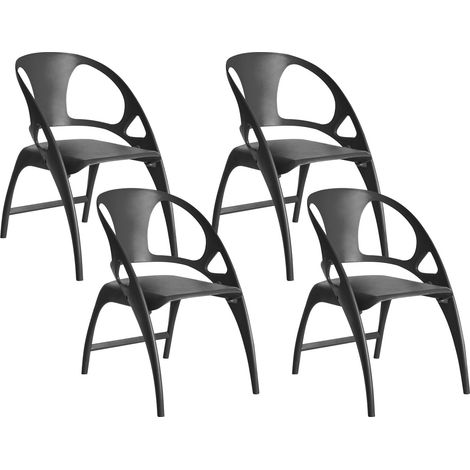 Set moderno di 4 sedie da pranzo da giardino in plastica leggera e pieghevole nero Nemi