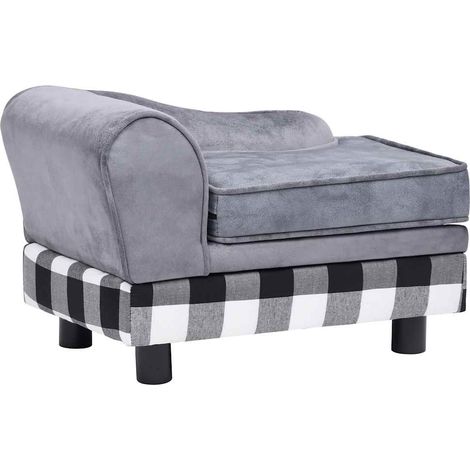 Sofá para perro gris felpa 57x34x36 cm vidaXL