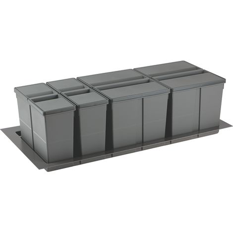 9XL System-Abfallsortierer 1000 mm 2x26 l + 2x11 l grau SANS MARQUE