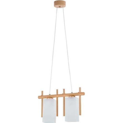 Suspension scandinave blanche bois 2xE27 15W SAKE Alfa (1/2)
