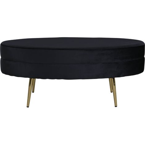 Pouf Otto 100x40x41 cm Velours Noir et laiton Venture Home (1/5)