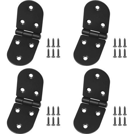 4 Pack Round Edge Flap Hinges, 81mm with 26pcs Black Hinge Screws, Thick Folding Hinges for Home Furniture, Wooden Door Hinges for Exterior Doors and (1/5)