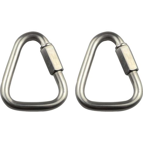 Mosquetón triangular de acero inoxidable de 2 unidades, conexión rápida, para camping, senderismo, viajes, pesca y mochileros.