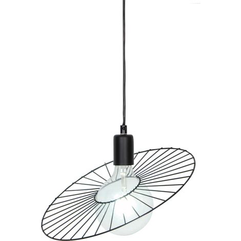 Lampe de plafond suspension design sphère en métal noir E27 compatible LED (1/3)