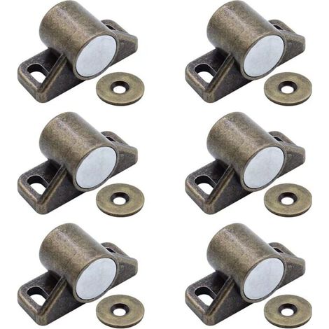 Lot de 6 loqueteaux de porte aimantés , fermeture magnétique (rond, bronze) (1/4)