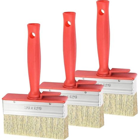 Fence Brush Flat Brush 30 x 120mm Plastic Handle Brushes Stain Brush for Garden Fence Shed and Wood Fence 3pcs (1/5)