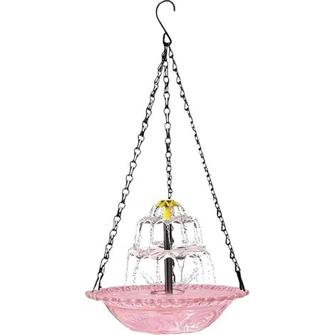 Abreuvoir Suspendu pour Oiseaux avec Fontaine Solaire, Bol Distributeur pour Oiseaux Sauvages, Plateau Multifonctionnel Rond pour extérieur, Balcon, Jardin et Cour (1/5)