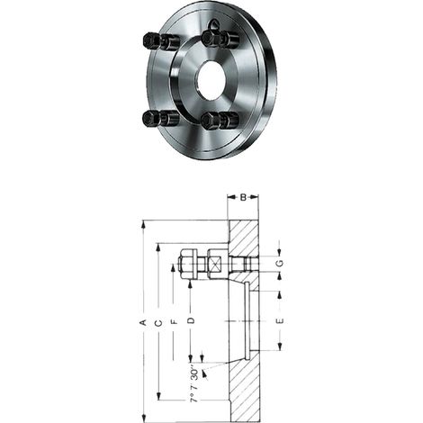 Röhm  Brida  de  cono  corto,  Ø  exterior  400,  cono  corto  8,  ISO  702-3  -  319667 (1/5)