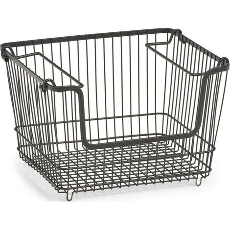 Zeller Panier de rangement noir en métal laqué 33x27x21,5 cm