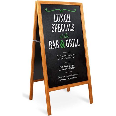 Panneau Publicitaire Extérieur Bois 50x100cm, Tableau Noir Magnétique à Double Face Chevalet Bois Ardoise avec 2 Chiffons de Nettoyage, Idéal pour Restaurant Café Bar Bistrot Mariage - Marron (1/5)