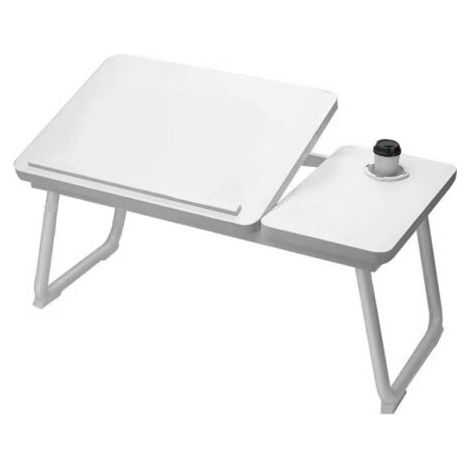 TONYSA Table de lit pliante multifonctionnelle avec porte-gobelet et plateau relevable pour ordinateur portable, idéale pour la maison, les dortoirs et les bureaux. Bureau/chambre d'étudiant. (1/5)