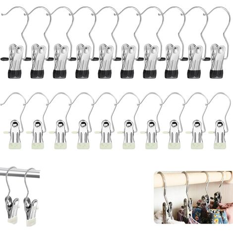 Cintre Pince Crochets pour Bottes,20 pièces Crochets Polyvalents Crochet à Linge Métal,Pince de Rangement,Pour Pantalon Chaussures Chaussettes Serviette Foulard (1/5)