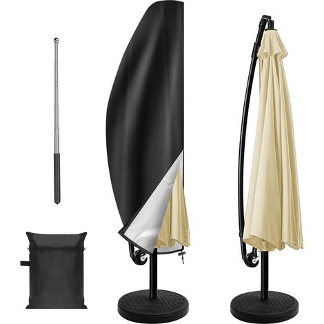 Housse de parasol sur pied - Oxford 210D - 190 x 50 x 30 cm - avec mât - Robuste et durable - Imperméable, anti-poussière et anti-UV - Pour Jardin, plage, balcon - Beige (1/5)