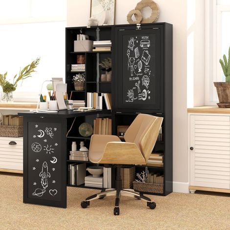 Gris chimi - Bureau décapotable pliant avec tableau noir Poste de travail multifonction Poste de travail pour bureau à domicile (1/4)
