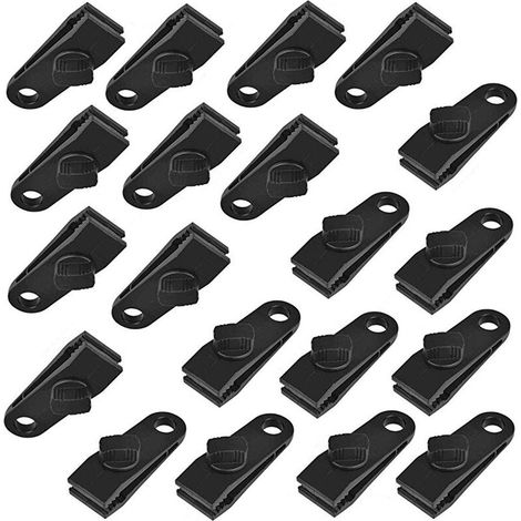 Clip Bache, Clip Tente, Clip en Plastique, 20 Pinces Clips De Bache De Tente en Plastique Tente Snaps pour Camping Canopy Clamp Noir Clips de Bache Auvents pour Activités De Plein Air (1/5)