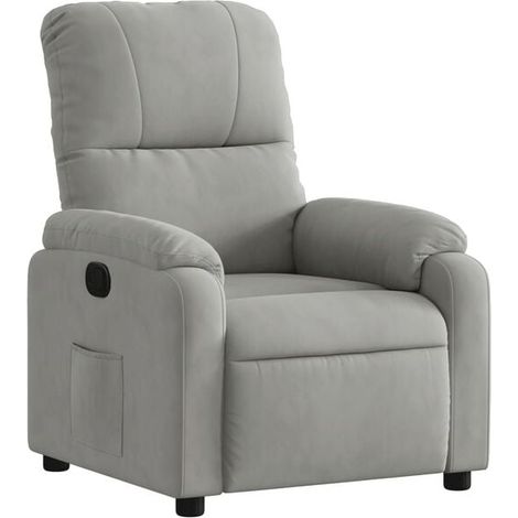 Chaise longue en tissu microfibre gris clair – Canapé relax moderne avec dossier inclinable et repose-pieds, idéal pour salon ou chambre (1/5)