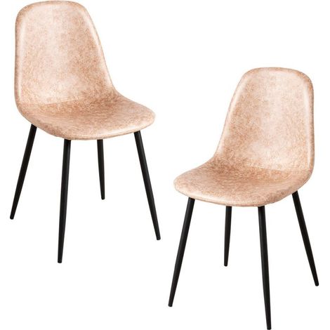 Packs Sillas Comedor - Pack 2 Sillas Black Teok Polipiel - Beige Vintage Teok (1/5)