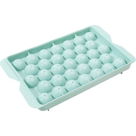 Moule à glaçons rond avec couvercle, pour congélateur, avec récipient. Mini moule à glaçons ronds. Vert. (1/5)