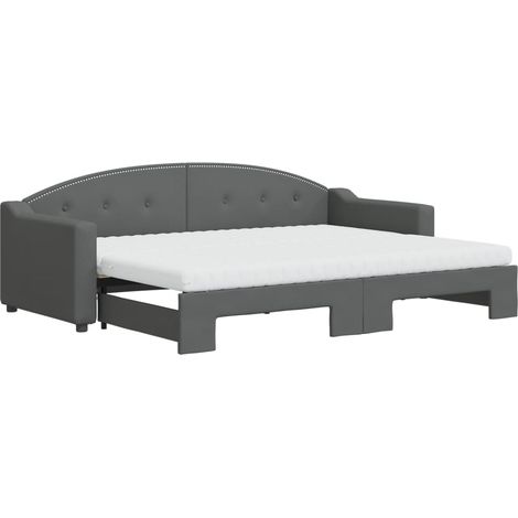 Maison Exclusive - Tagesbett Ausziehbar mit Matratzen Dunkelgrau