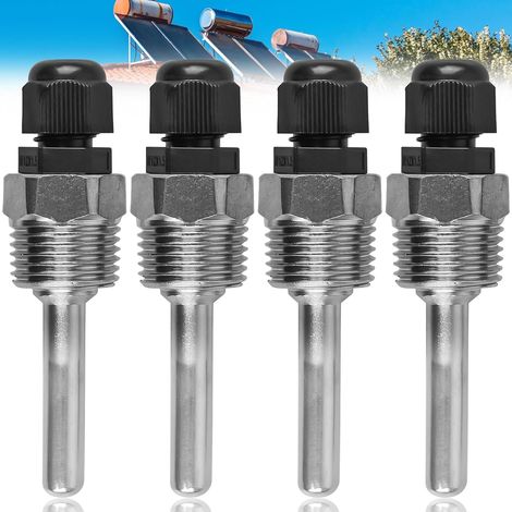 Lot de 4 manchons de plongée en acier inoxydable 304 pour sonde de température, filetage G1/2" pour capteur de température, tuyaux de protection pour thermocouple, tube de protection pour (1/5)