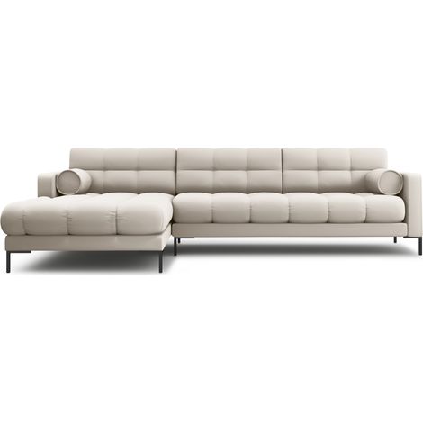 Canapé d'angle gauche 5 places en tissu structurel beige (1/5)