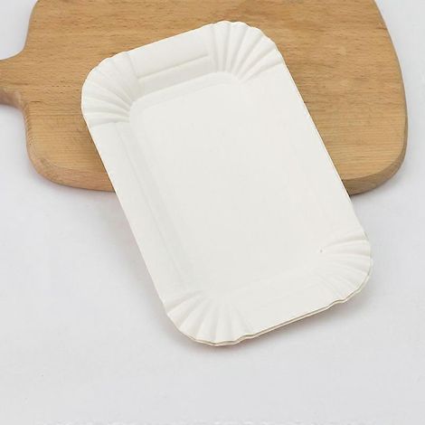 Lot de 30 plateaux en carton blanc - Plateaux de présentation pour pâtisseries/beignets aux œufs/repas (1/5)