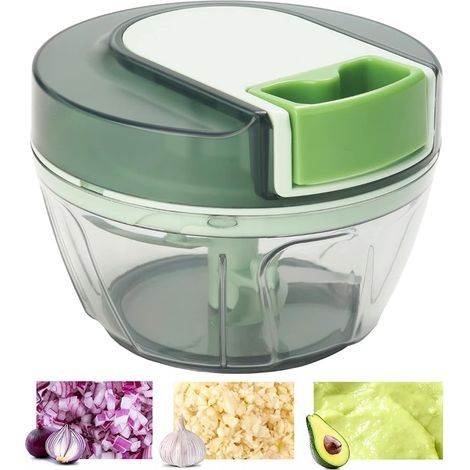 Hachoir de cuisine manuel 400 ml lave-vaisselle vert pour ail (1/4)