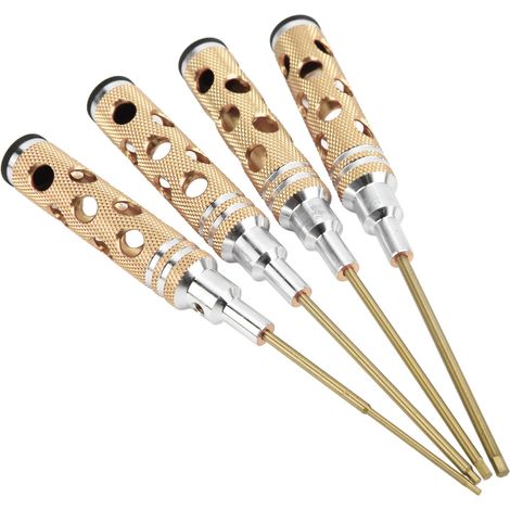 Satz mit 4 Innensechskantschlüsseln (1,5 mm, 2,0 mm, 2,5 mm, 3,0 mm) für RC-Modellschrauben, Fahrzeuge und Boote, goldfarben (1/5)