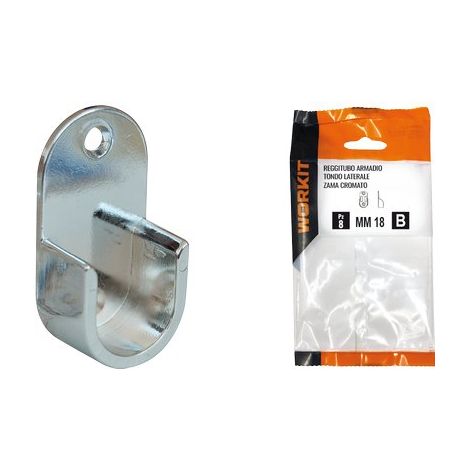 Reggitubo Armadio Tondo Laterale Self Workit Cromato 18 mm 2 Pezzi