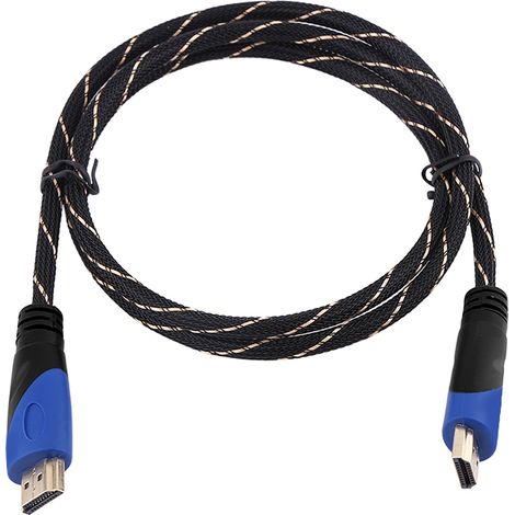 cable HDMI trenzado de nailon, conectores chapados en oro, Full HD 1080p, blindaje duradero, para TV y consola. (1/5)