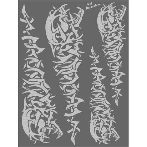 Adesivi Stickers Teschio Tribale Argento 35 x 25 cm (1/2)