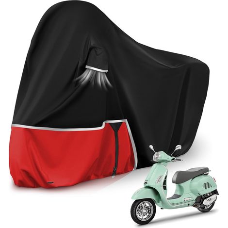Bâche de Protection Moto, pour Piaggio Vespa GTV GTS GT60/125/200/250/300 (sans Coffre), Housse Protection Vespa 125 imperméable, résistante à l'hiver, en Tissu Oxford 420D, Noir et Rouge,GT, Sans Co (1/5)