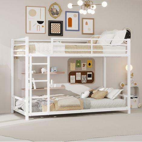 Bett Bettgestell 90 mal 190 Metall Weiss OKMYHOME (1/5)