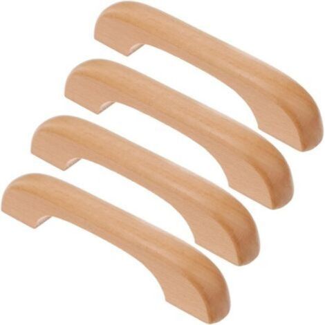 Ensemble de poignées de meubles en bois, boutons de tiroir, poignées de porte, poignées d'armoire, convenant aux cuisines, armoires et coiffeuses (longueur totale 127 mm, couleur bois). (1/4)