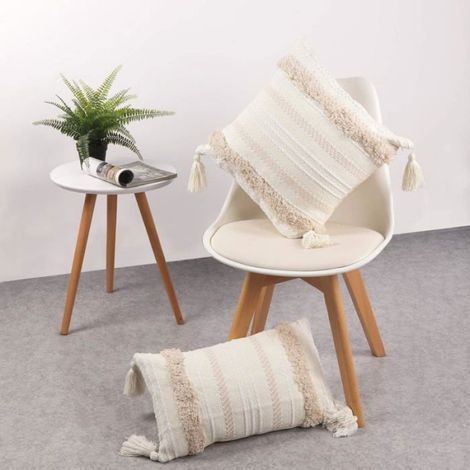 1PC Housse de coussin - - 30x50 cm - Kaki et blanc - Tissu touffeté - Décoration intérieure ENEAOCT (1/5)