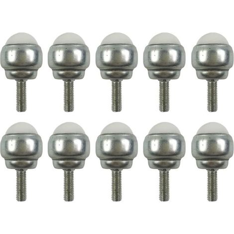 10Pcs Roulettes À Billes Pivotantes, Roues De Roulette De Tige De Taureau En Acier Au Carbone Avec Tige De Filetage M5, Mini Roue Universelle À Roulement À Billes Pour Meubles (1/4)